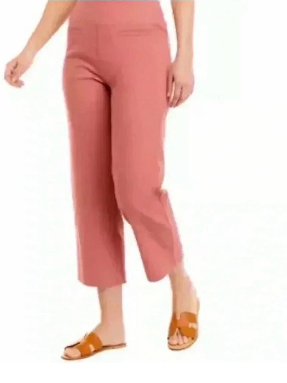 Wonderly Coral Pink Cropped Wide-Leg Capris